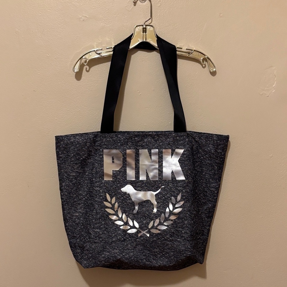 PINK Victoria's Secret Charcoal and Metallic Tote
